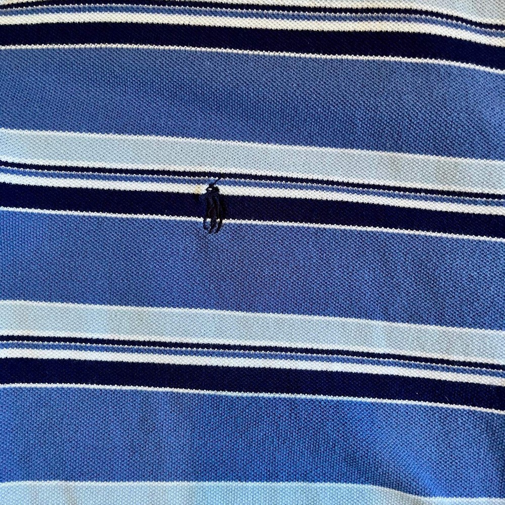 Polo Ralph Lauren‎ Mens XXL Blue Striped Short Sleeve Polo Shirt Cotton Classic - Picture 3 of 6